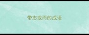带志或而的成语
