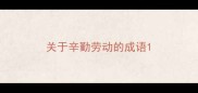 关于辛勤劳动的成语