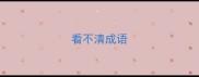 看不清成语