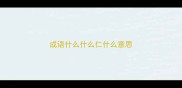 成语什么什么仁什么意思