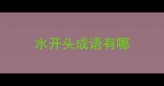 水开头成语有哪