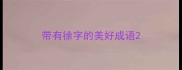 带有徐字的美好成语
