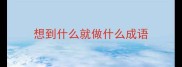 想到什么就做什么成语