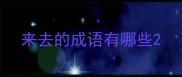 来去的成语有哪些