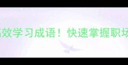 10个必学的高效学习成语快速掌握职场考试高频词
