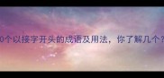 100个以接字开头的成语及用法你了解几个