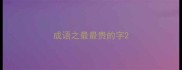 成语之最最贵的字