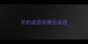 斧的成语有哪些成语