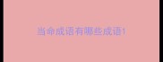 当命成语有哪些成语