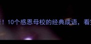 毕业季必看10个感恩母校的经典成语看完泪目了