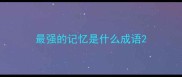 最强的记忆是什么成语