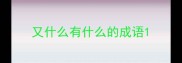 又什么有什么的成语