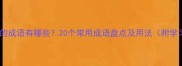 表示愉悦的成语有哪些20个常用成语盘点及用法附学习技巧
