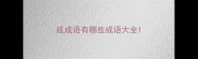 延成语有哪些成语大全