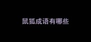 鼠狐成语有哪些