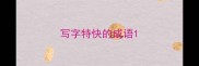 写字特快的成语