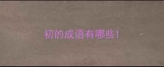 初的成语有哪些