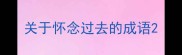关于怀念过去的成语