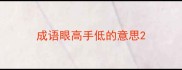 成语眼高手低的意思