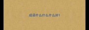 成语什么什么什么好