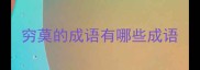 穷莫的成语有哪些成语