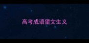 高考成语望文生义