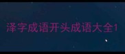 泽字成语开头成语大全