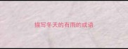 描写冬天的有雨的成语