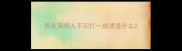 养在深闺人不识打一成语是什么