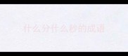 什么分什么秒的成语