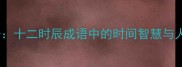 钟表人语十二时辰成语中的时间智慧与人文密码