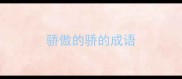 骄傲的骄的成语