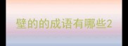 壁的的成语有哪些