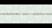 土字开头的经典成语有哪些全面20个土成语的用法与背后的故事