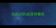 说的词的成语有哪些