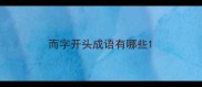 而字开头成语有哪些