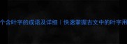 20个含叶字的成语及详细快速掌握古文中的叶字用法