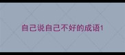 自己说自己不好的成语