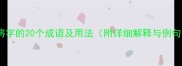 带将字的20个成语及用法附详细解释与例句