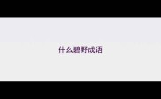 什么碧野成语