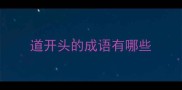 道开头的成语有哪些