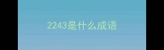 2243是什么成语