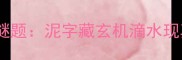成语谜题泥字藏玄机滴水现真章