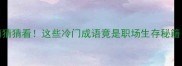 两个呆萌猜猜看这些冷门成语竟是职场生存秘籍附超全