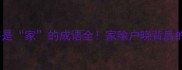 第二个字是家的成语全家喻户晓背后的文化密码