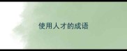 使用人才的成语
