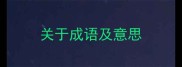 关于成语及意思
