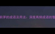 10个名列前茅的成语及用法深度高频成语的智慧与妙用