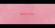 成语遵什么守法