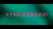 关于到的成语哪些成语